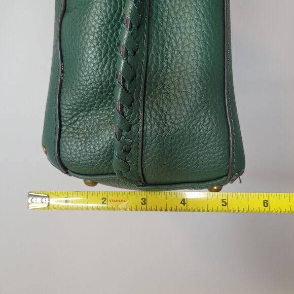 American Leather Co Luca Triple Entry Crossbody Bag Deep Emerald Green Pebbeled - Picture 13 of 15